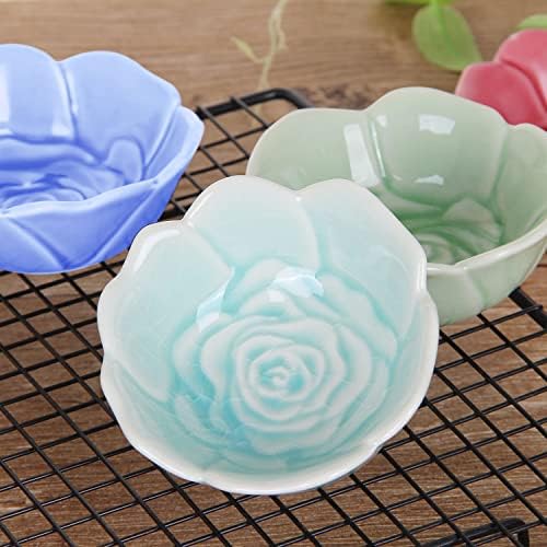 VanEnjoy 4 pcs Colorful Glaze Flower Pattern Ceramic Soy Sauce Dipping