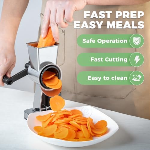 LHS Stainless Steel Rotary Cheese Grater, 3 Blades