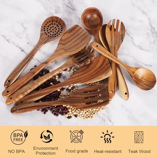 9-Piece Teak Wood Utensil Set