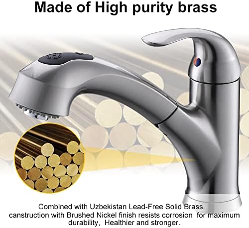 Brushed Nickel Kitchen Faucet with Pull Out Sprayer