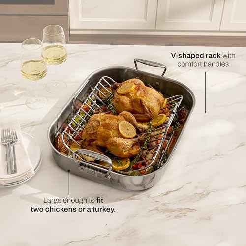 All-Clad Specialty Stainless Steel Roaster with Rack 14x18 Inch Oven Broiler Safe 600F Roaster Pan, Pots and Pans, Bakeware, Silver