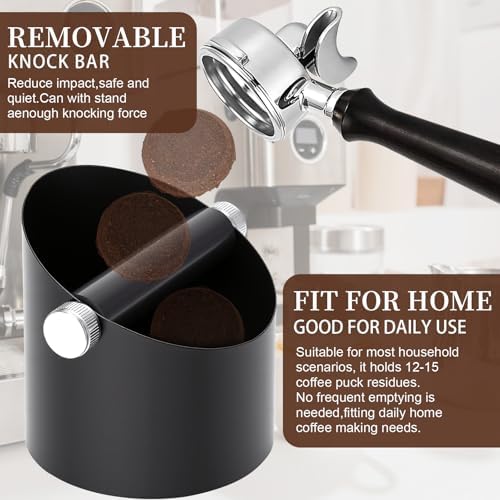 Coffee Knock Box with Lid,Stainless Steel Espresso Knock Box,Non-Slip
