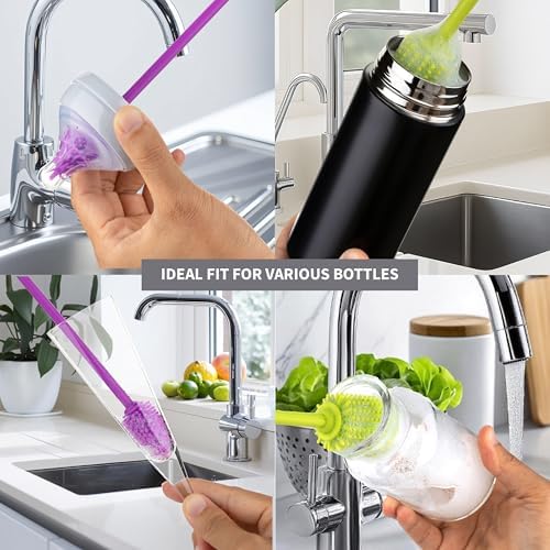 A-Brush Silicone Bottle Cleaner Brush, 2 Piece Set, Flexible, Long