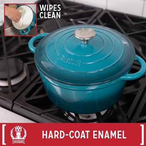 Basque Enameled Cast Iron Cookware Set, 7-Piece Set (Biscay Blue)