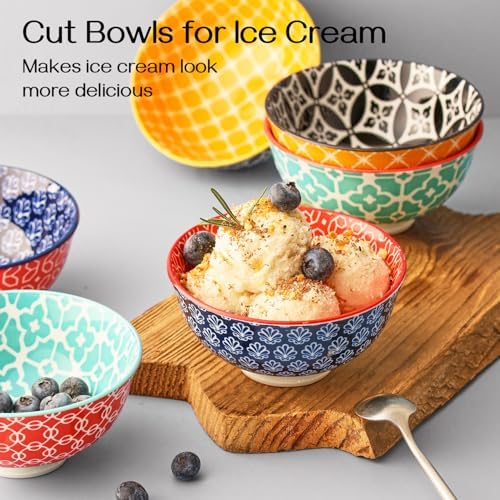 DOWAN 10 oz Small Bowls Set of 6 - Ceramic Ice Cream Bowls, Small