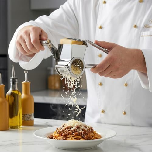 PRETYZOOM Stainless Steel Manual Rotary Cheese Grater