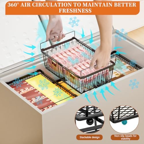 Large Freezer Organizer Bins for 10 to 20 Cu.Ft,Leak-Proof Bottom,3