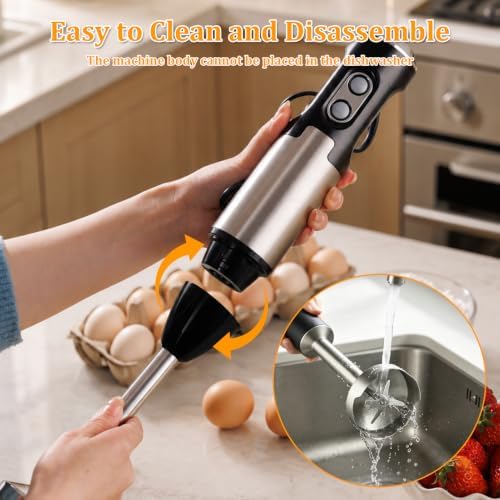 Immersion Blender Handheld, Stainless Steel Stick Blender with Food