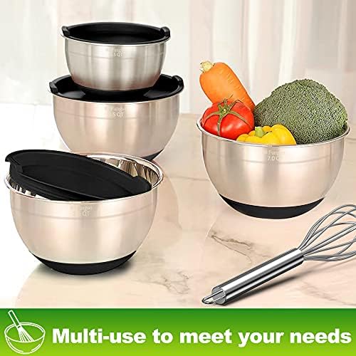 Fungun Mixing Bowls with Airtight Lids, 18 PCS Stainless Steel Nesting