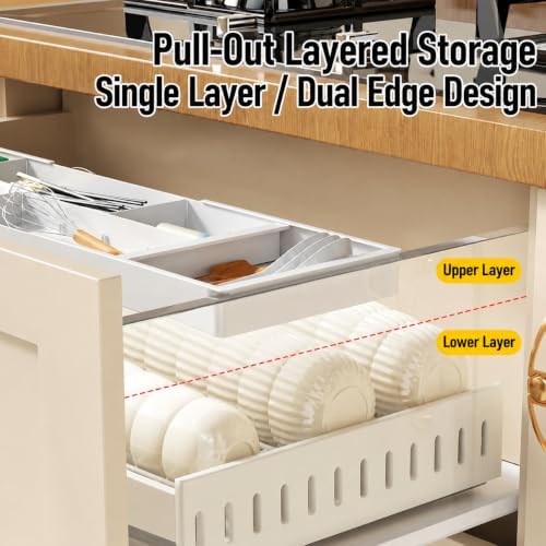 Large Expandable Drawer Organizer Tray, Adjustable Desk Drawer