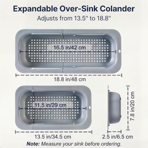 Expandable Over-Sink Strainer, Gray