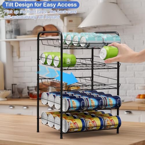 Vrisa Can Organizer for Pantry Canned Goods Holder for Kitchen, Black