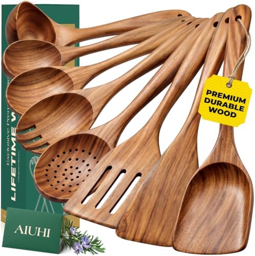 AIUHI 8-Piece Teak Wood Kitchen Utensil Set