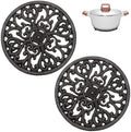 Sumnacon 2Pcs Round Cast Iron Trivets - 6.7 Inch Heat Resistant Iron