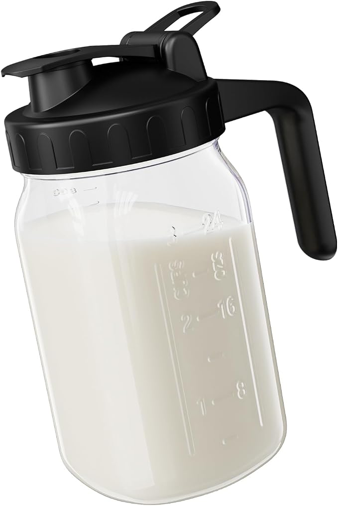 Breast Milk Pitcher - 32 oz Glass Mason Jar by Junvpic