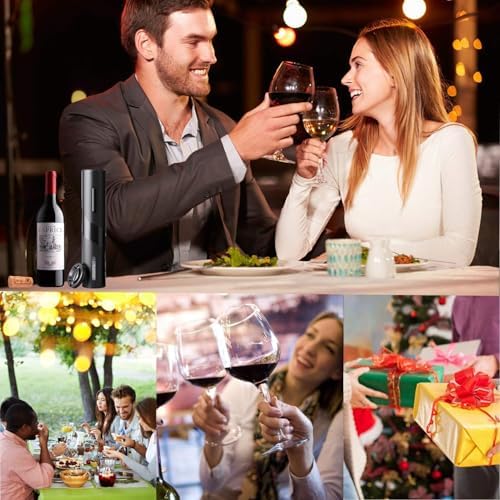 Electric Corkscrew Set with Battery, Drip-free Pourer, Wine Vacuum