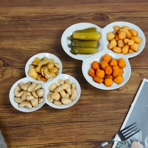 Porcelain Chip and Dip Serving Set, Divided Platter 3 Compartments