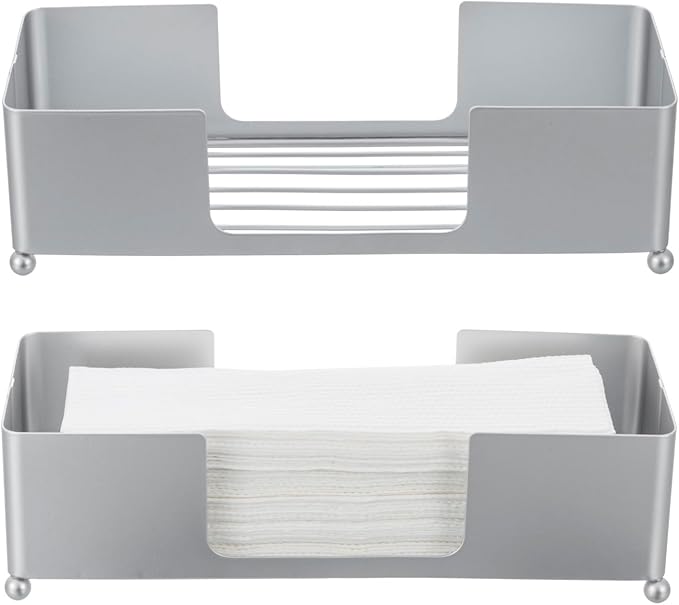 MyGift Modern Silver Tone Metal Countertop Folded Paper Towel Holders, - Image 7