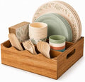 Utensil Caddy, Acacia Wood Utensil Holder for Party, 6 Compartment