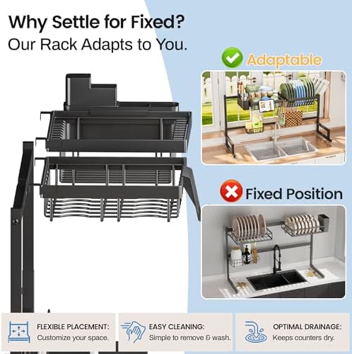 ADBIU Expandable Over-the-Sink Dish Drying Rack, 2-Tier