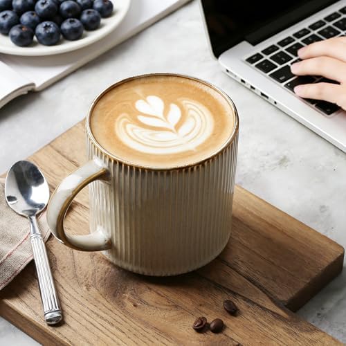MONITO 16Oz Coffee Mugs Set of 4, Rustic Ceramic Coffee Cup Set with