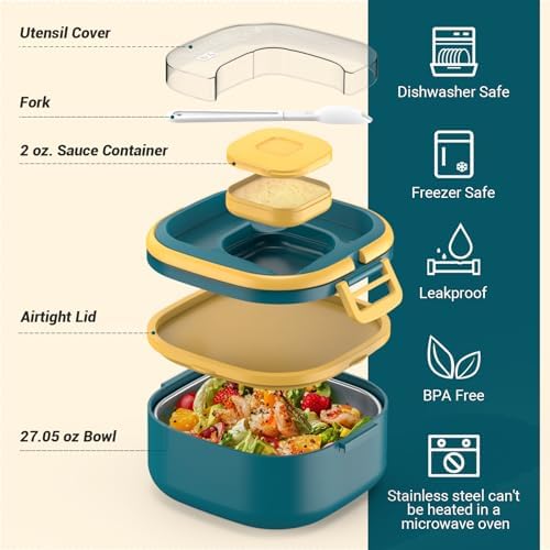 PEDECO Single-Layer Bento Lunch Box, Blue, Non-Insulated