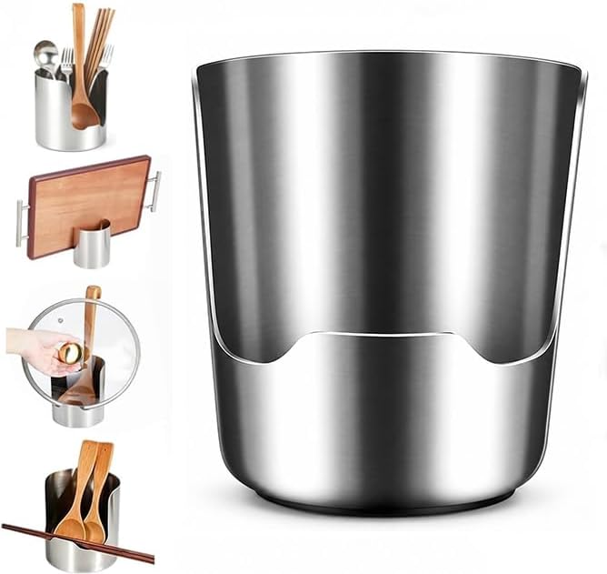 Multi-Functional Stainless Steel Kitchen Utensil Holder, 2‐In‐1 Spoon