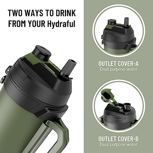 Hydraful Gallon Jug, 128oz Large Insulated Stainless Steel Sports