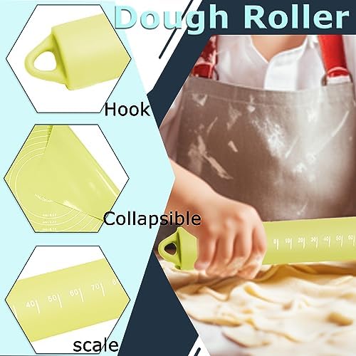 Rolling Pin Silicone Baking Pastry Mat Set, 15.7" x 24"