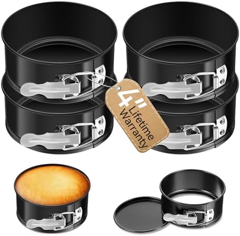 USLAI 4 Inch Mini Springform Pan Set, Nonstick & Leakproof, 4 Pieces