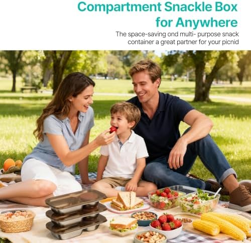 Reusable Snack Containers with Lids,2 Compartment Snack Containers