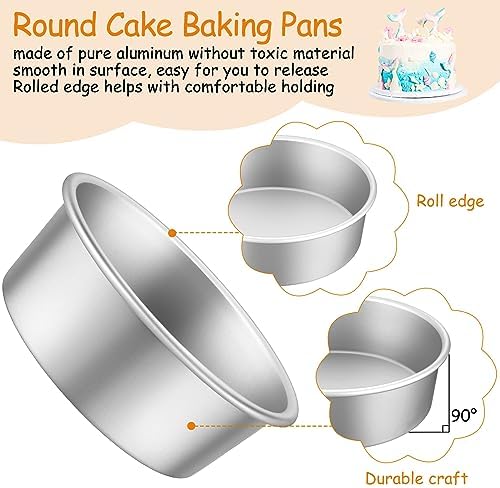 Mumufy 9 Pcs Aluminum Round Cake Pan Set, Non Stick, 6, 8, 10 Inch