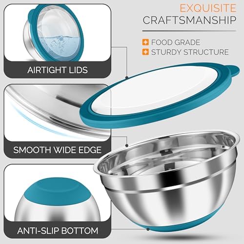 HaWare Mixing Bowls, 24-Piece Stainless Steel Salad Serving Bowl with