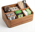 Dstuff Acacia Wood Coffee Station Organizer for Countertop, Tea