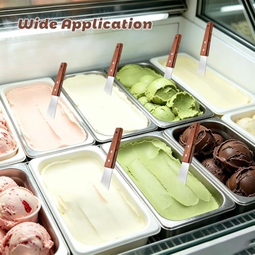 2 Pack Ice Cream Shovel Set, Stainless Steel Gelato Scoop with Wooden