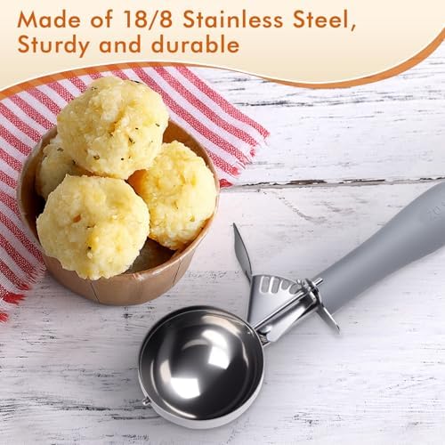 Fayomir 4 OZ Scoop, #8 Disher, Large Ice Cream Scoop with Trigger