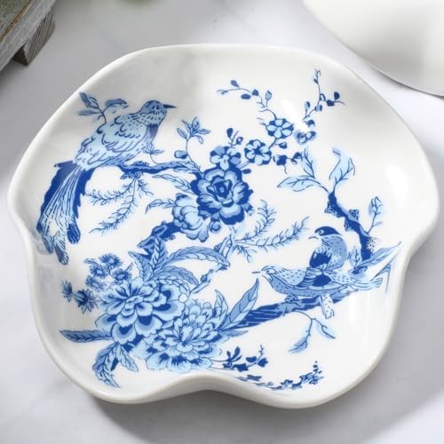 Honeydak Chinoiserie Ceramic Bird Spoon Rest for Kitchen, Blue White
