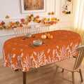 Orange Fall Tablecloth Oval 52x70 Inch, Stain Resistant Washable