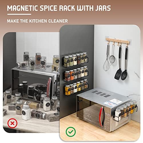 VITEVER Magnetic Spice Rack, 4 Pack, 24 Glass Jars