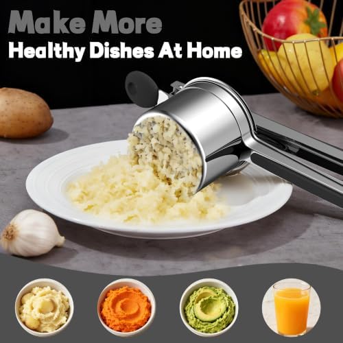 Large 15oz Potato Ricer for Mashed Potatoes, Heavy Duty 18/8 Stainless