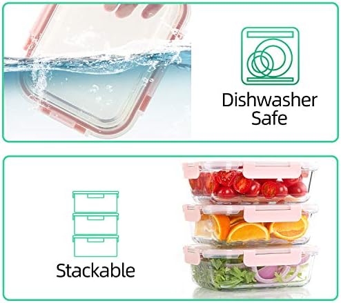 C CREST 10 Pack Glass Meal Prep Containers with Lids