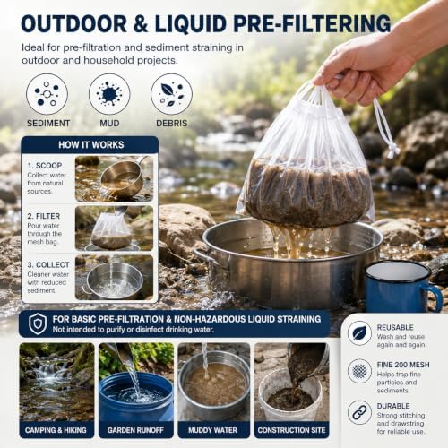 Nut Milk Bags 10 Pack, Reusable 200 Mesh Strainer Bags, 2 Sizes, 5