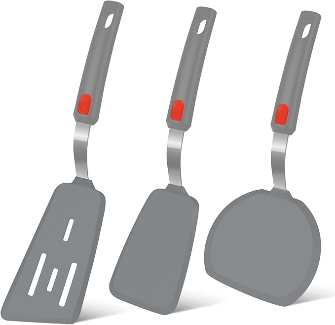 Silicone Spatula Turner Set of 3, Beijiyi 600°F Heat Resistant Cooking Spatulas by Beijiyi