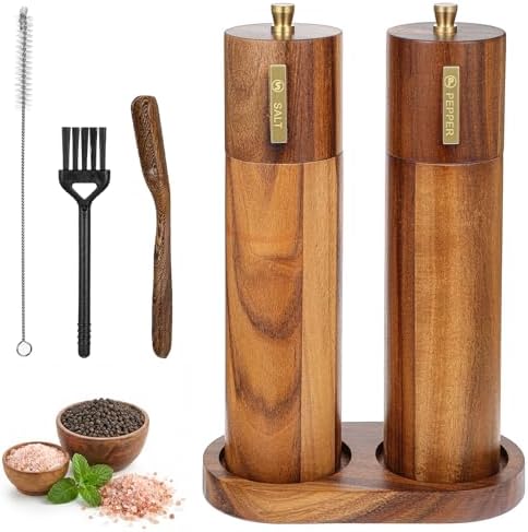 2 Pack Wooden Salt and Pepper Grinder Set, 8.46 Inch