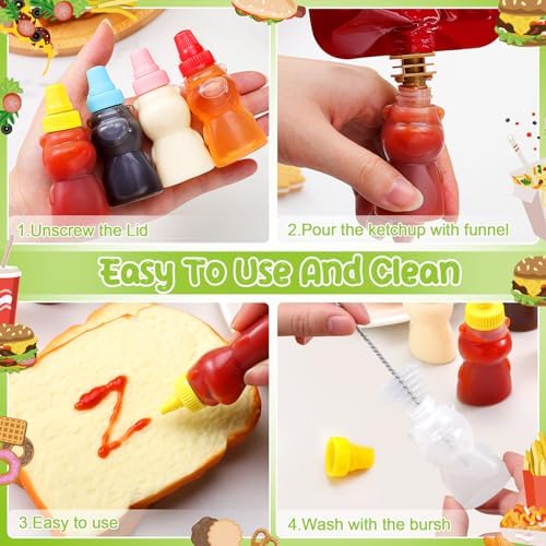 16 Pcs Mini Ketchup Bottles Condiment Squeeze Bottles Bear