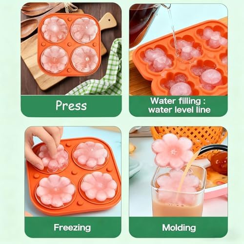 RIICFDD Halloween Pumpkin Ice Cube Mold Orange Silicone Ice Tray with
