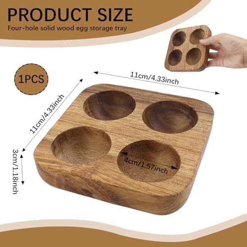 4-Slot Wooden Egg Tray for Refrigerator