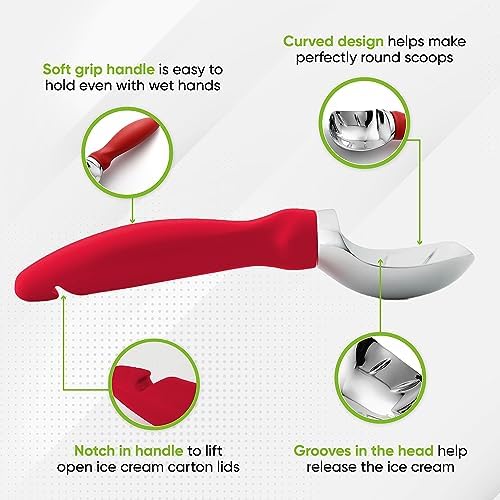 Spring Chef Professional Ice Cream Scoop & Stainless Steel Swivel