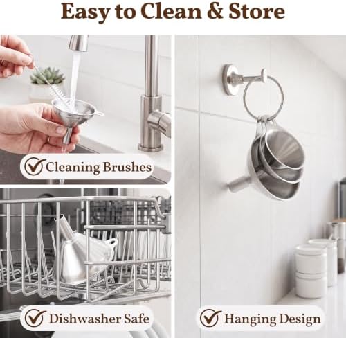 Mini Stainless Steel Funnel, Set of 3 for Filling Bottles and Kitchen