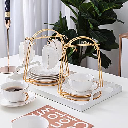 EUBUY Tea Cups Holder, Gold Metal Coffee Cup Tea Cups Rack